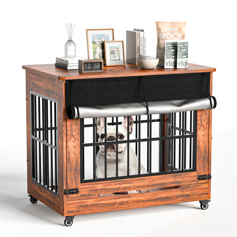 Melamine Board Dog Crate Furniture, Brown, Medium (38.6"W x 25.6"D)