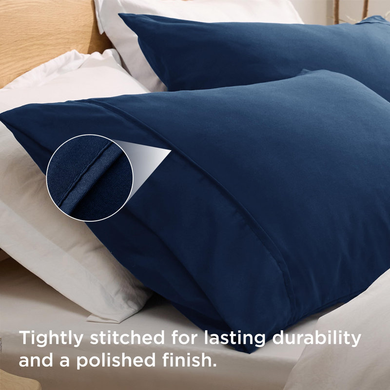 Bedsure Decorative Boho Polyester Pillow Case(Set Of 2), Navy Blue, Standard (50 x 75 cm)