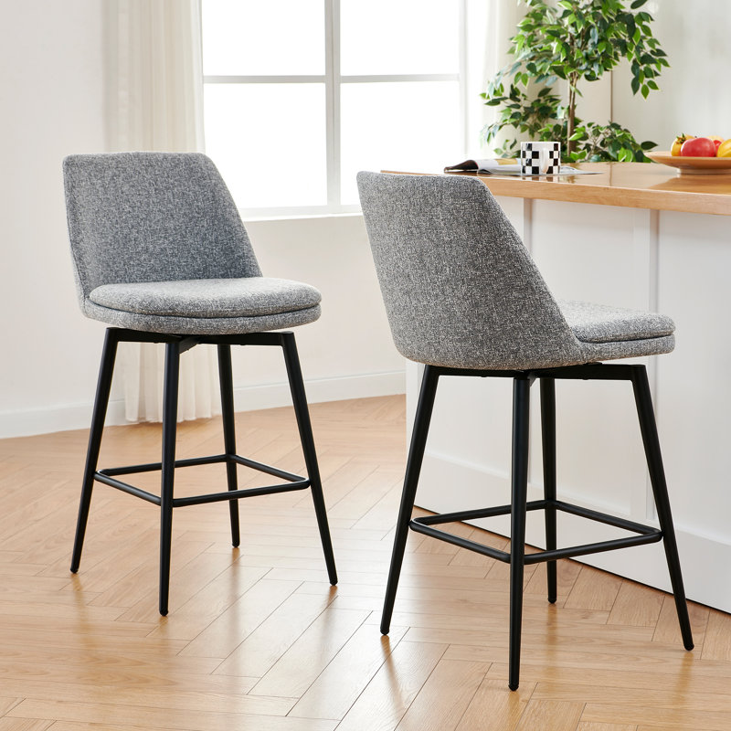 Betzalel Swivel Stool, Gray, Counter Stool (27" Seat Height)