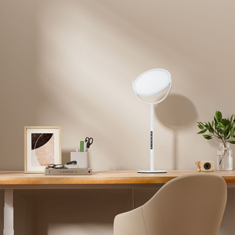 Lampe de table 22 po à DEL avec lampe torchère à intensité variable avec minuterie, Blanc