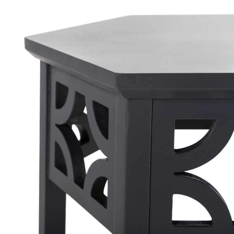 Shirlee Solid Wood End Table, Charcoal Grey