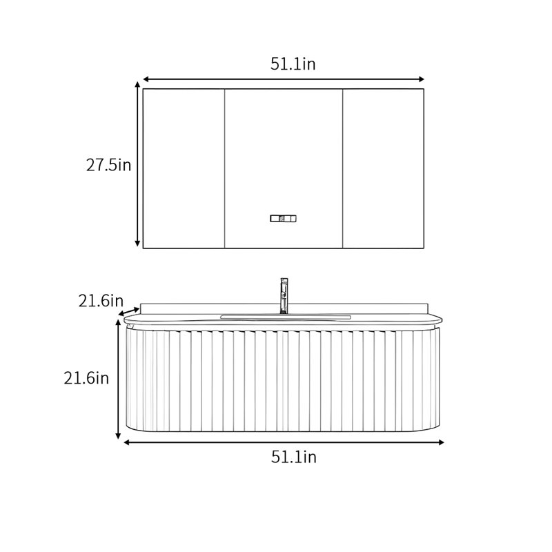 Simple modern style bathroom cabinet, 21.6" H x 51.1" W x 21.6" D