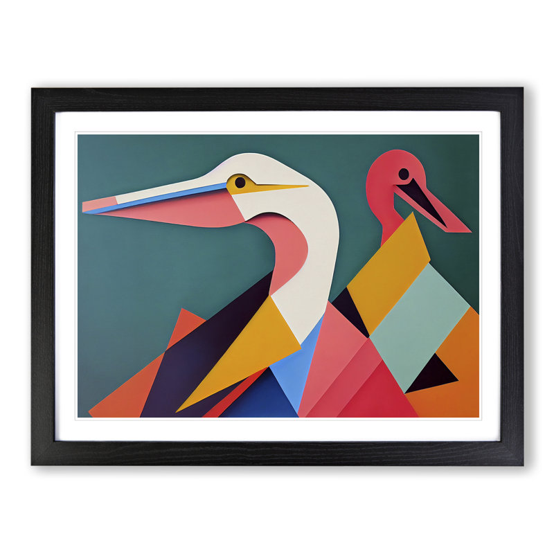 Abstract Pelicans Vol.2 - Framed Print, Black, 34cm H x 46cm W x 2cm D
