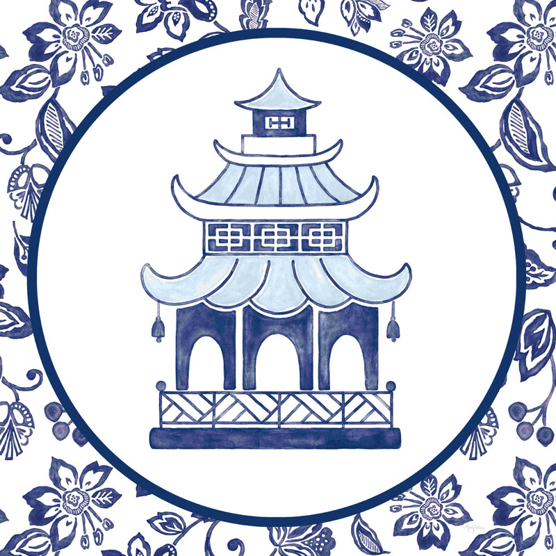 Everyday Chinoiserie VIII par Mary Urban - on, H 30 po x l 30 po, Impression avec cadre érable, Blanc