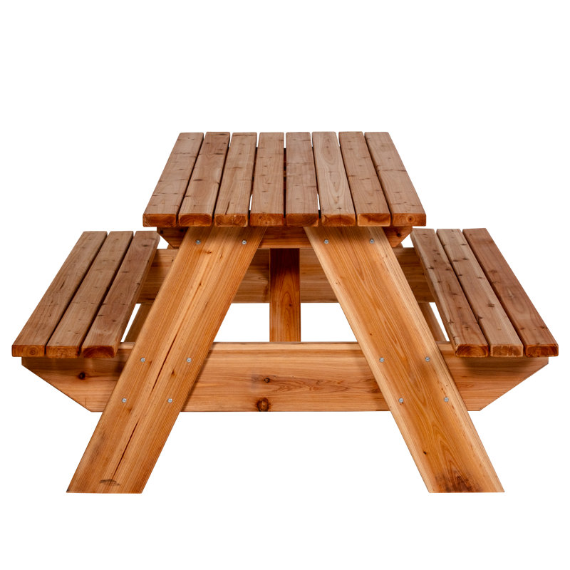 Premium Cedar Wood Rectangular Picnic Table with Rounded Corners