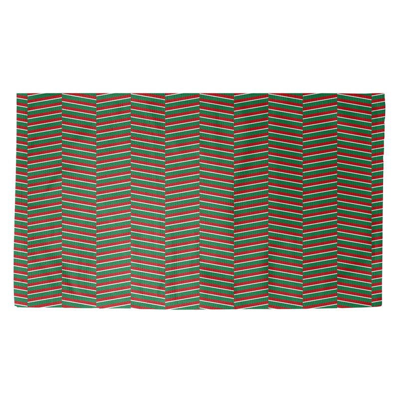 Tapis vert/rouge fait main, Rectangle 5 pi x 7 pi