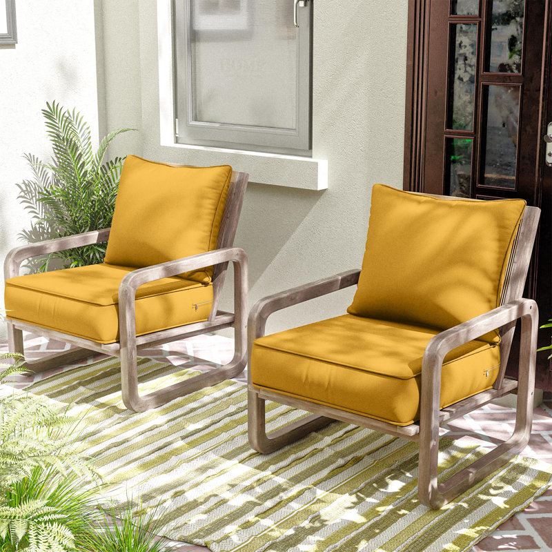 Coussin de siège / dossier d'extérieur, Jaune, L 22 po x P 22 po