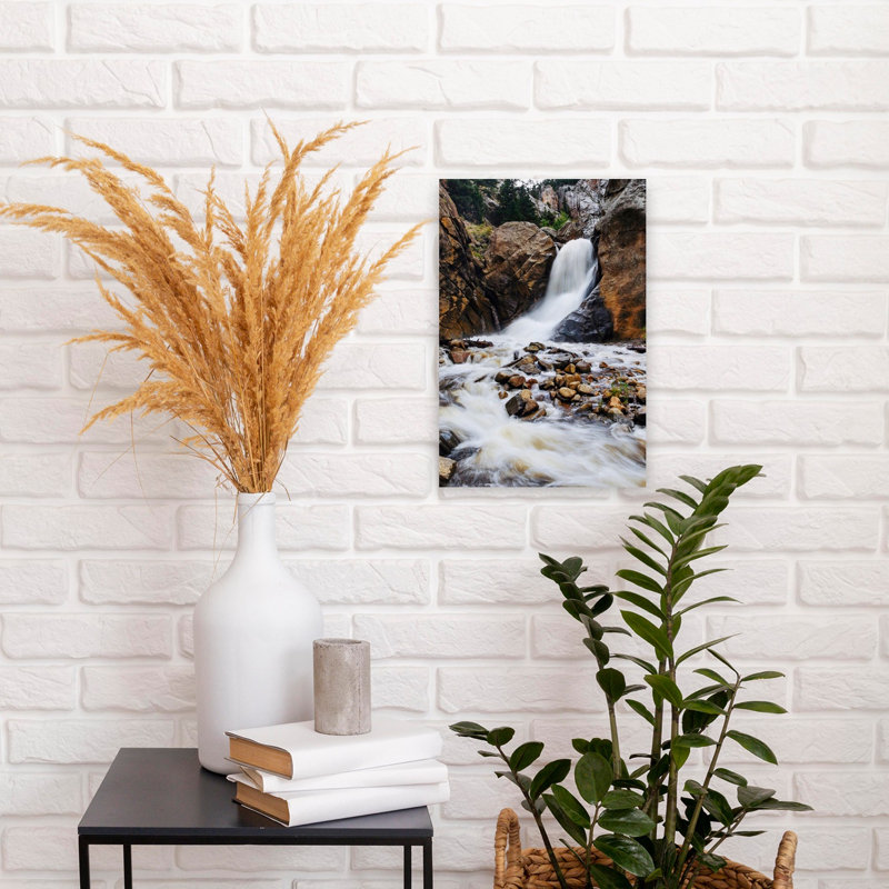 «Rush Mountain Waterfall Peaceful Serene Tranquil Forest Landscape», reproduction d'art murale, H 18 po x l 12 po
