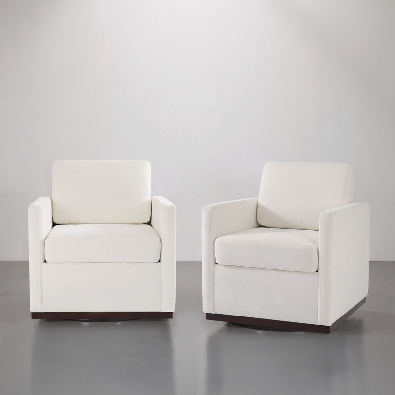 Upholstered Swivel Armchair, Beige