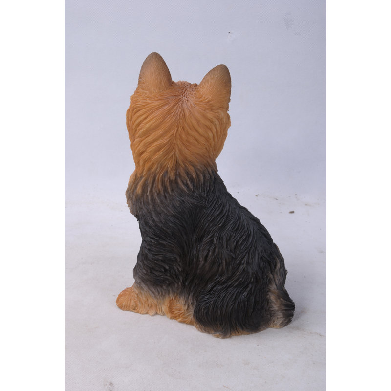 Adorable Brown and Black Sitting Yorkshire Terrier Dog Statue