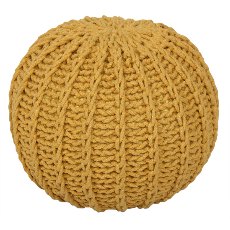 Cleeve 50cm Wide Round Solid Colour Pouffe Ottoman, Ochre