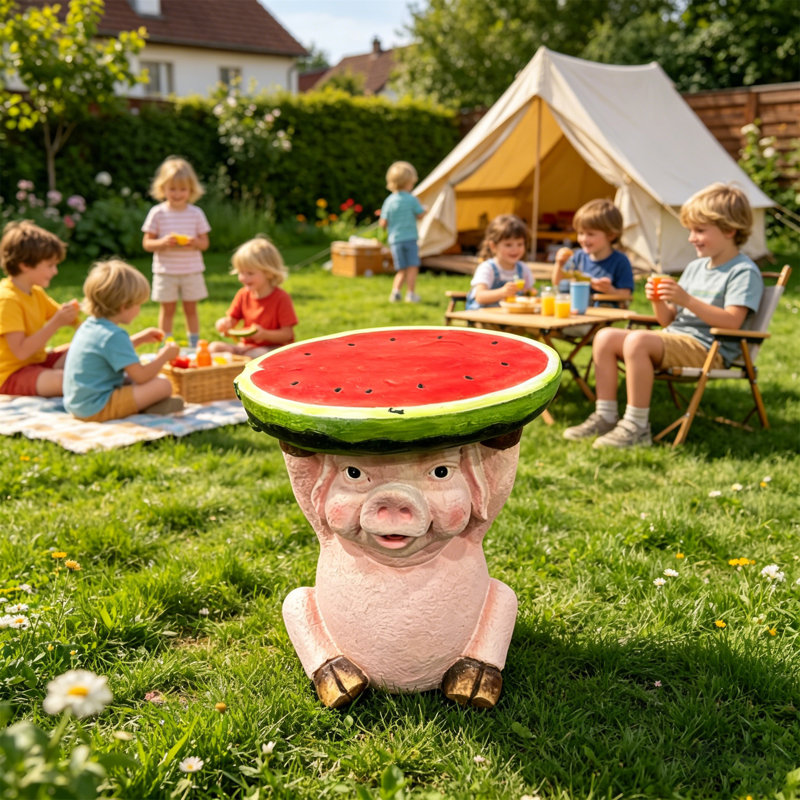 13.39" High Cute Pig Side Table