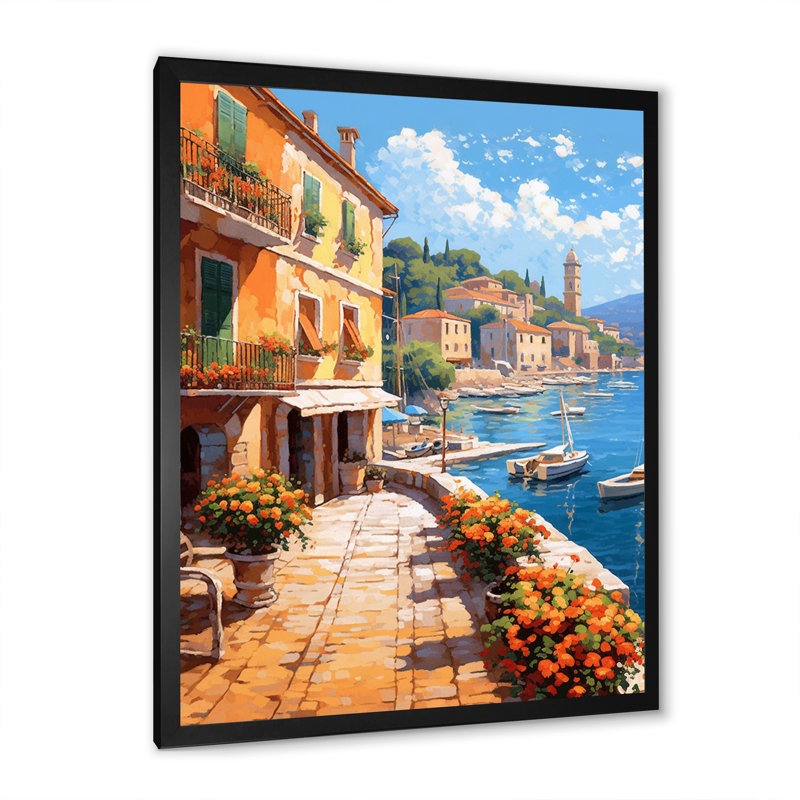 La Dolce, plage italienne I - art mural Italie, H 44 po x l 34 po x P 1,5 po, Cadre simple noir