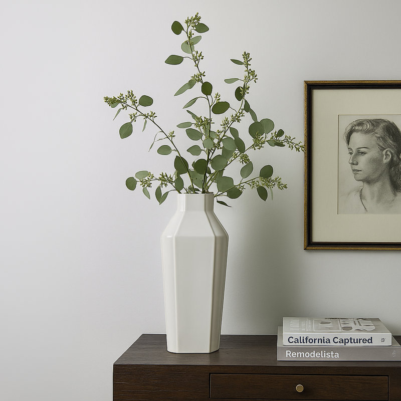 Vase de plancher de cou Janae, Gris