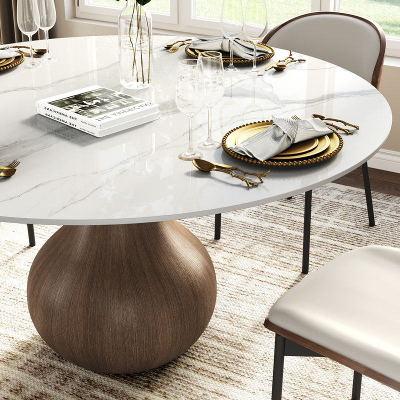 Table de salle à manger Otelia Farmhouse, 29.52"H x 59"L x 59"W, Blanc