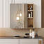 Armoire à miroir multifonctionnelle en grain de bois naturel, miroir transparent et espace de rangement, matériau en panneau de fibres à densité moyenne, miroir de salle de bain mural séparé pour le rangement organisé et les solutions d'économie d