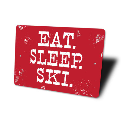 Panneau rétro en aluminium «Eat Sleep Ski»
