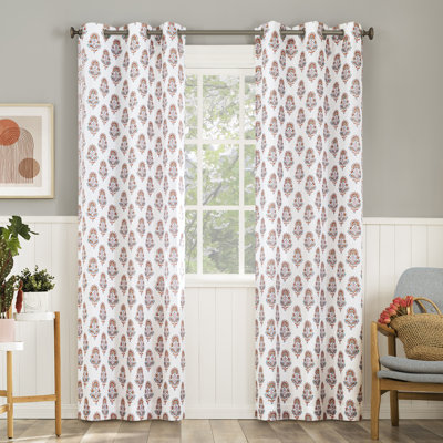 Coralie Global Medallion Semi-Sheer Grommet Curtain Panel
