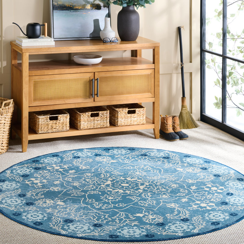 Tapis floral lavable à la machine MSRW 194 Performance, Rond 6 pi