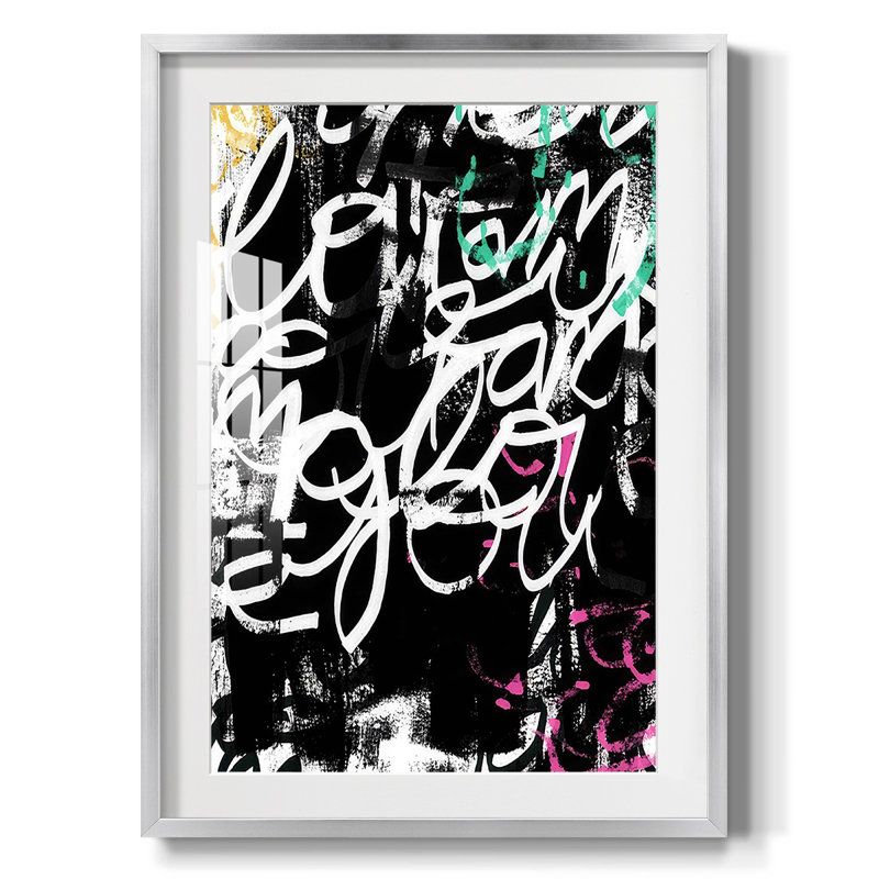 Graffiti Scribe II -Framed Print, 25.5" H x 17.5" W, Silver