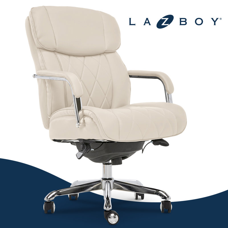 Fauteuil de bureau La-Z-Boy Sutherland, Cuir reconstitué ivoire clair