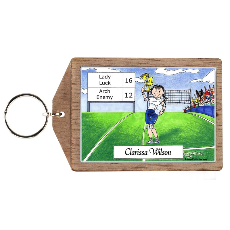 Joueur de volleyball personnalisé - Porte-clés féminin en bois, Oui