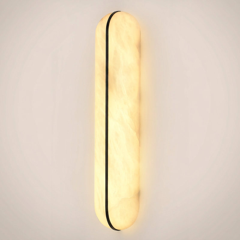 Modern Minimalist Led Linear Flush Mounted Sconce - Elegant Marble Texture With Gold Accent Strip, Marble/Black