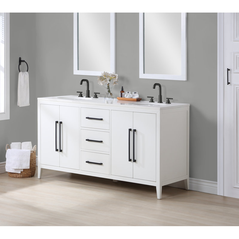 Alsup 60" Double Bathroom Vanity Set, White