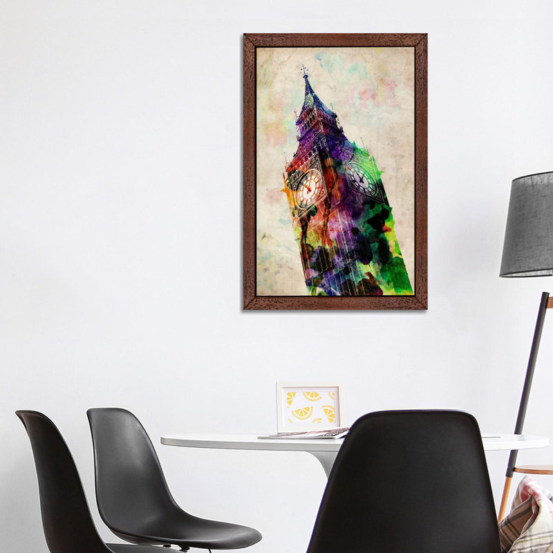 London Big Ben by Michael Tompsett - Print on Canvas, 101.6 cm H x 66.04 cm W, Brown Floater Framed