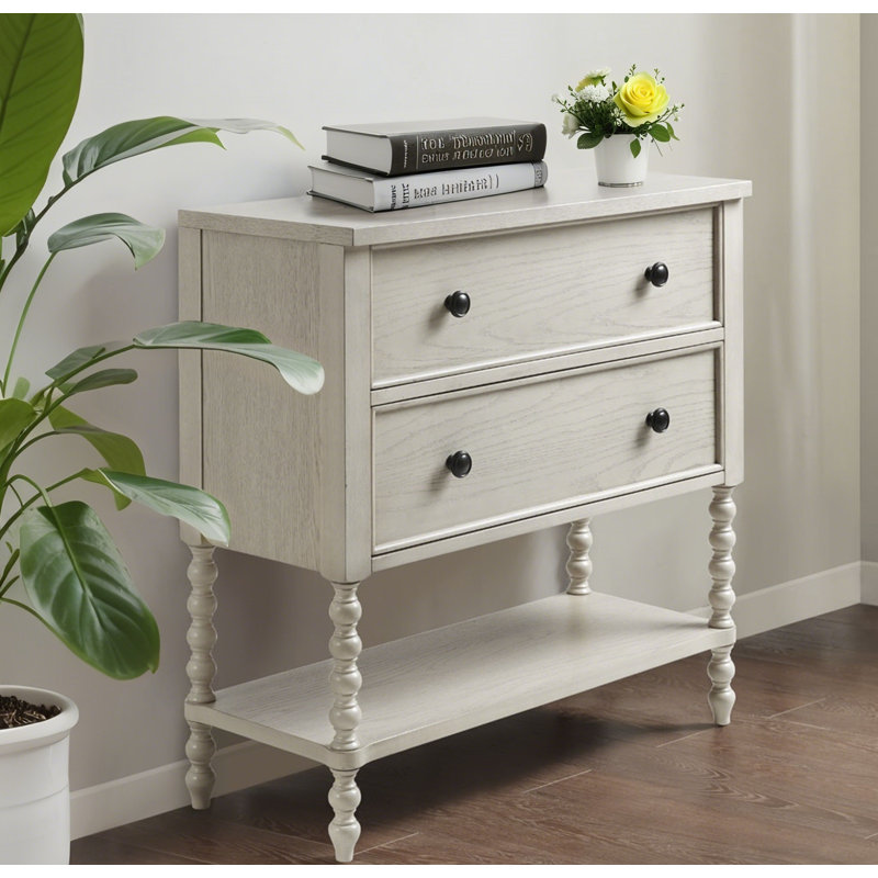 Commode d'appoint 2 tiroirs, Crème, crème