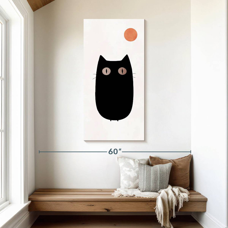 Curieux chat noir, H 48 po x l 24 po
