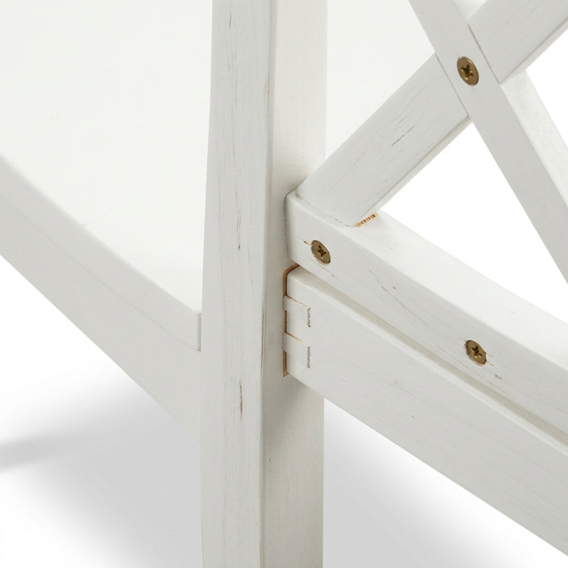 Linen White Solid Wood Rectangular Mid-Century Dining Table Set with Butterfly Leaf and X-Back Chairs (3-Piece)
