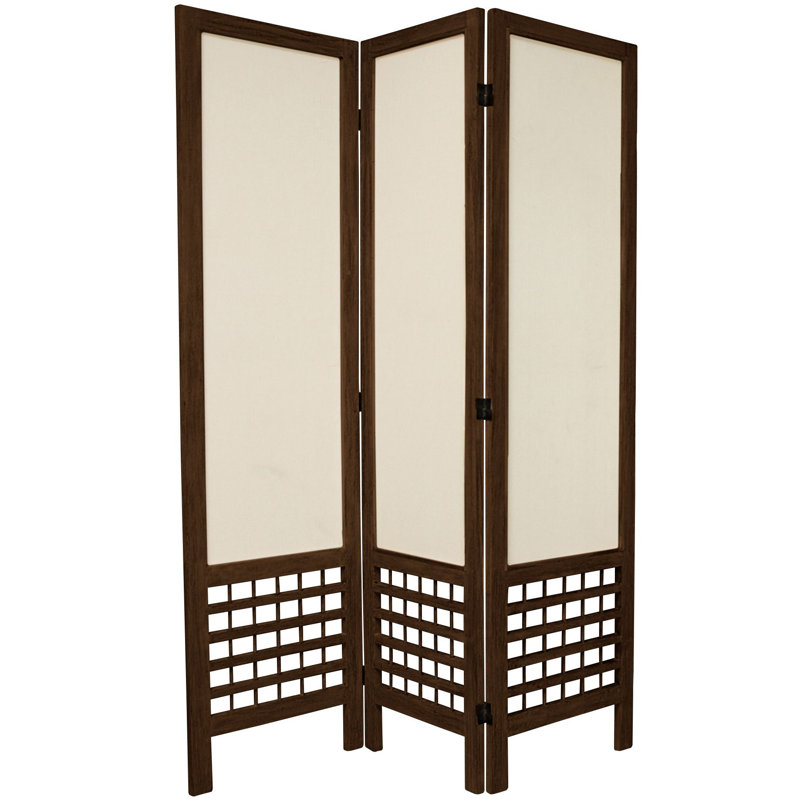 67'' H Solid Wood Folding Room Divider, Brown, 3