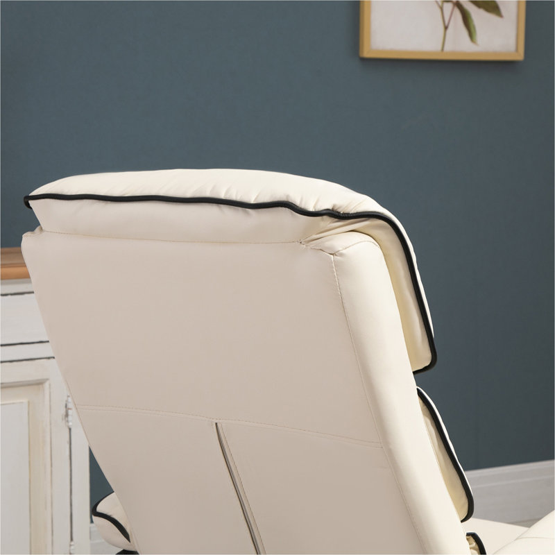 Alev Upholstered Swivel Recliner, Cream White Cotton