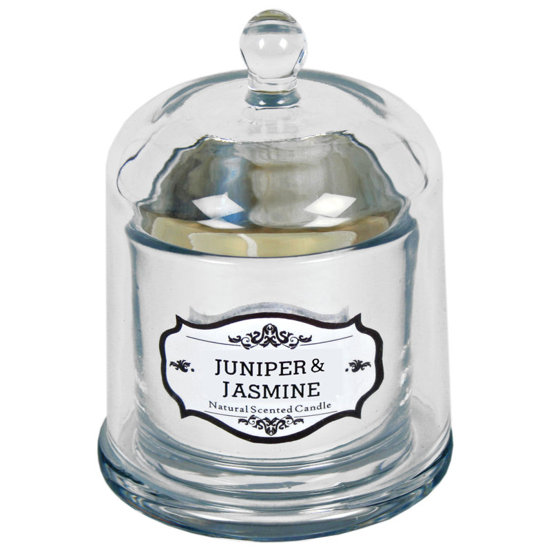 Juniper & Jasmine Scented Jar Candle with Glass Holder, 11.5" H x 8.5" W x 8.5" D