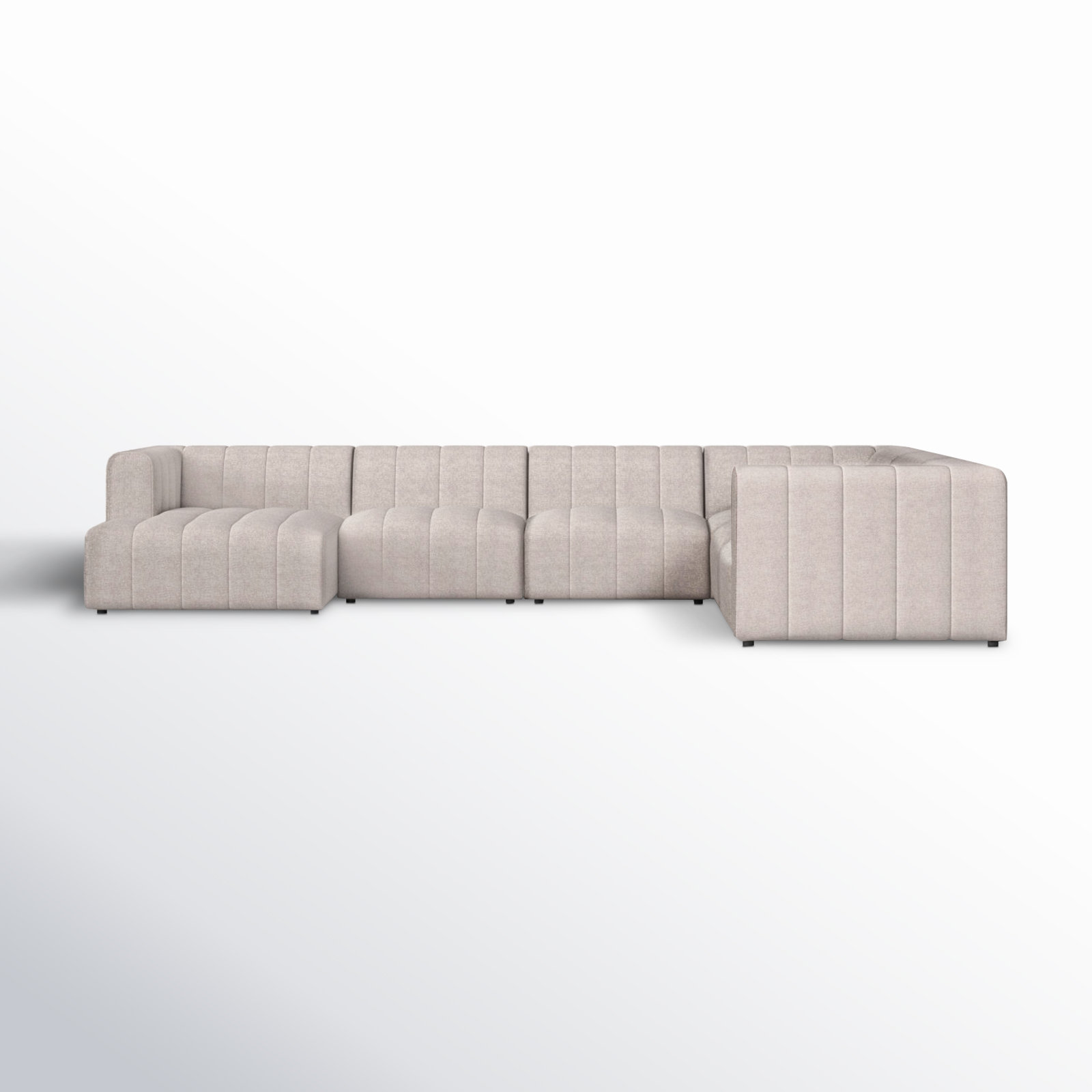 Bowry 6 - Piece Chaise Sectional, 28" H x 157" W x 129" D, Neutral Sandstone Polyester, Reversible