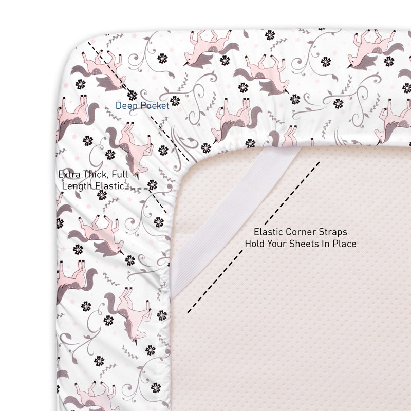 Twin Pink Unicorn Print Microfiber Sheet Set