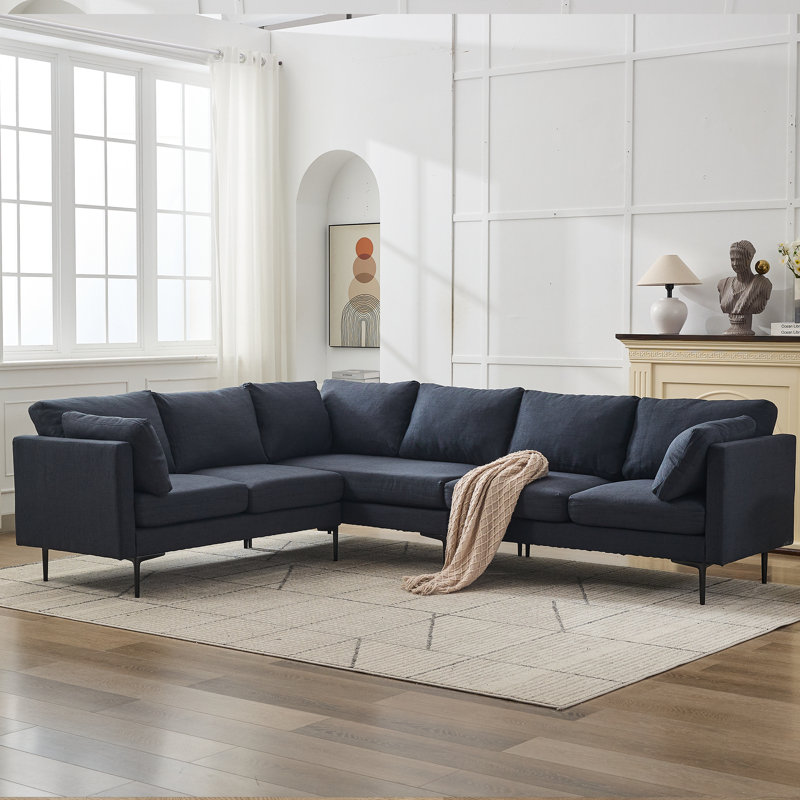  105" Wide Modern Linen Upholstered Modular Sectional Sofa Couch