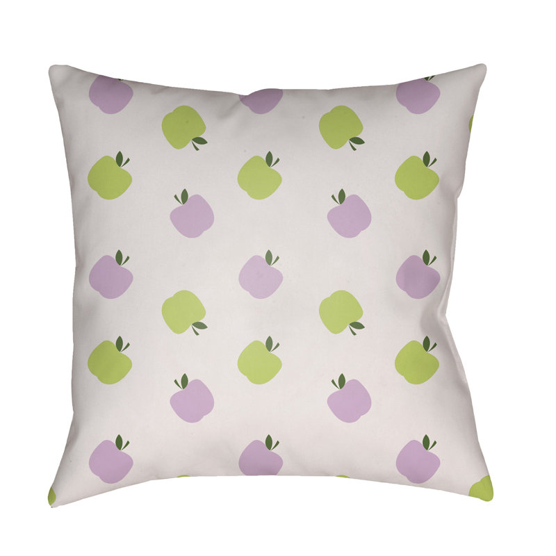 Apples Indoor/Outdoor Throw Pillow, 20" H x 20" W x 1" D, Green