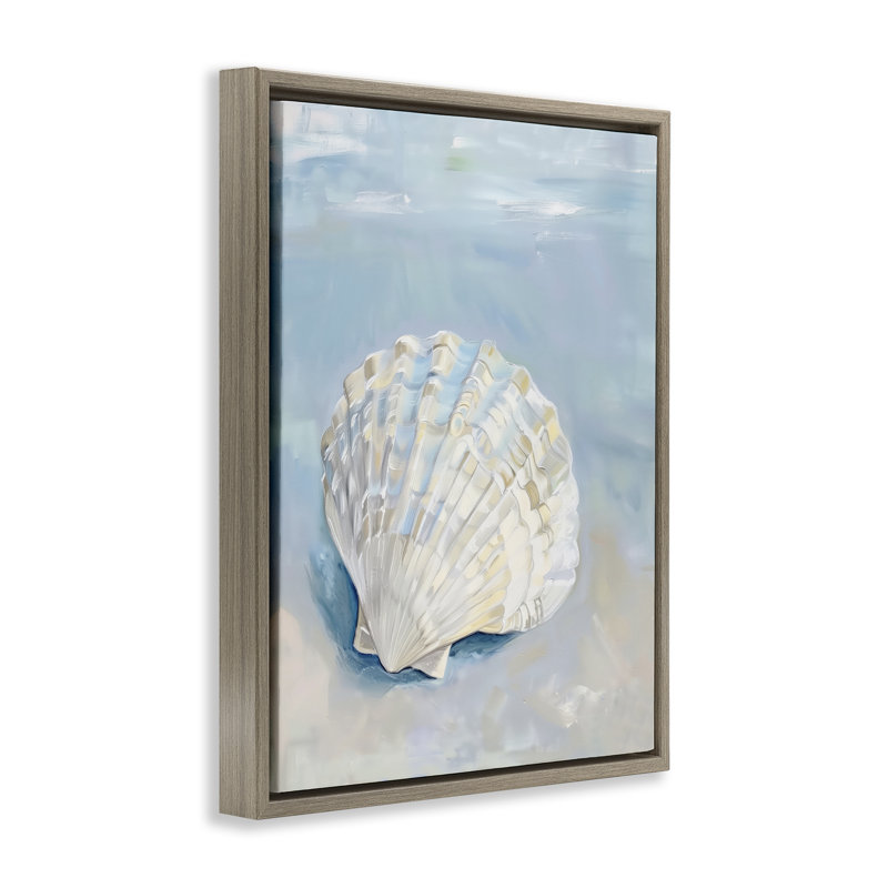  «Coastal Scallop Clam» par Arlington Prints, H 21 po x l 17 po, Cadre flottant orme Montalcino