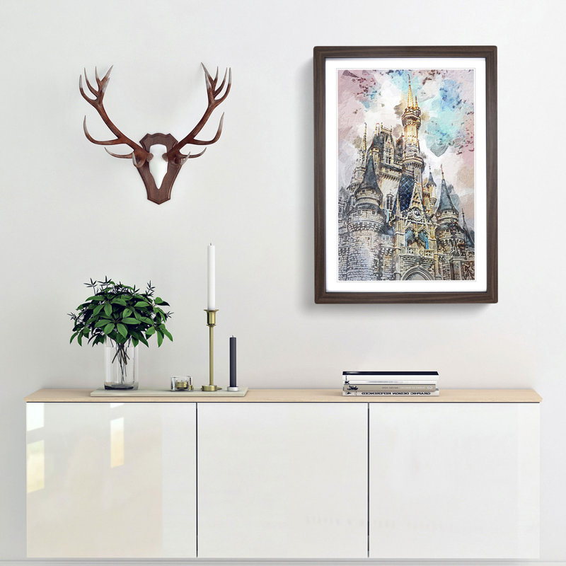 Magic Kingdom in Orlando Florida in Abstract - Framed Print, 50cm H x 35cm W x 2cm D, Walnut