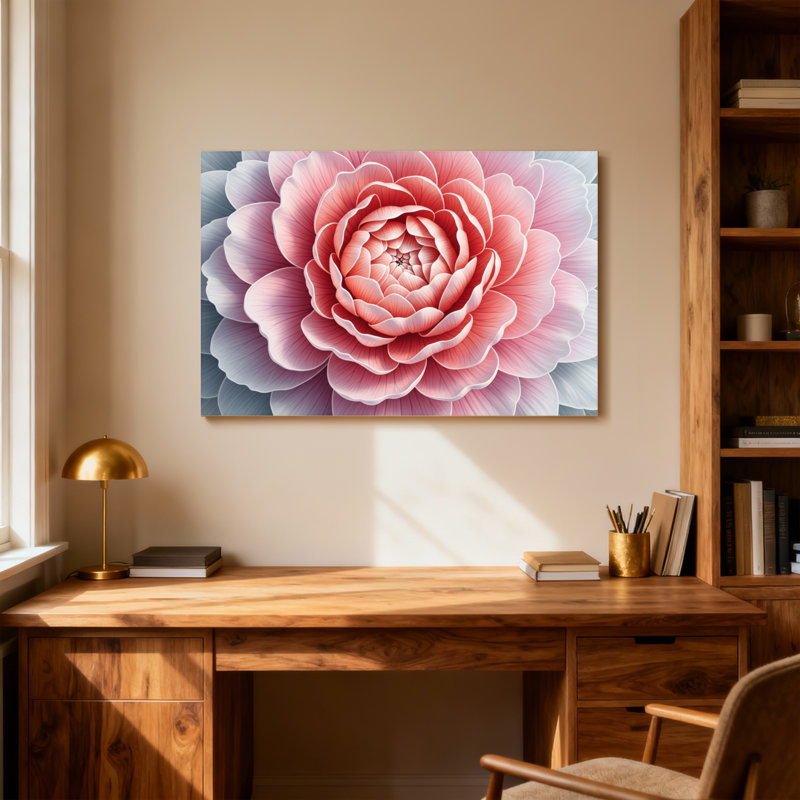 Plantes et fleurs, art floral rose sur toile, H 12 po x l 18 po