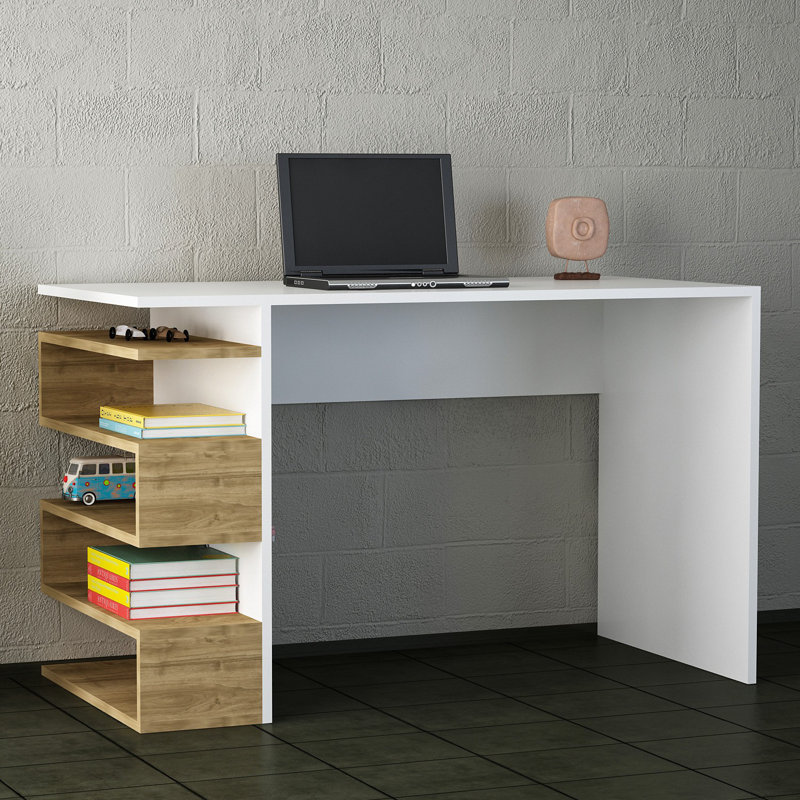 Assael Desk, White/Walnut