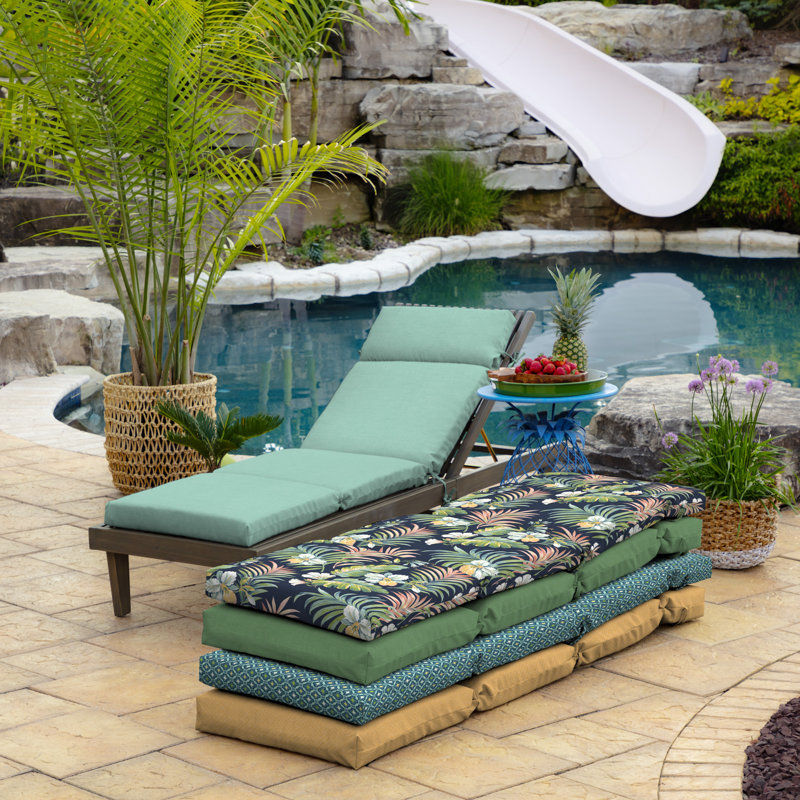 ARDEN Outdoor Chaise Lounge Cushion, Aqua, 3.5" H x 22" W x 52" D