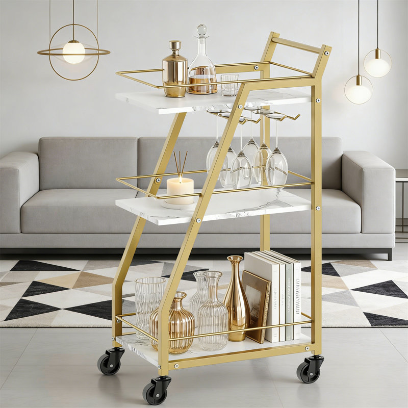 Metal Bar Cart, Gold