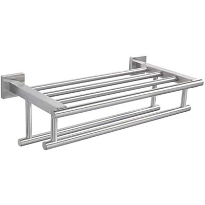 Towel Rack,Towel Holder Towel Shelf With Double Towel Bars For Bathroom Lavatory,SUS 304 Stainless Steel Wall Mount Towel Hanger Storage,16 Inch Brushed Nickel