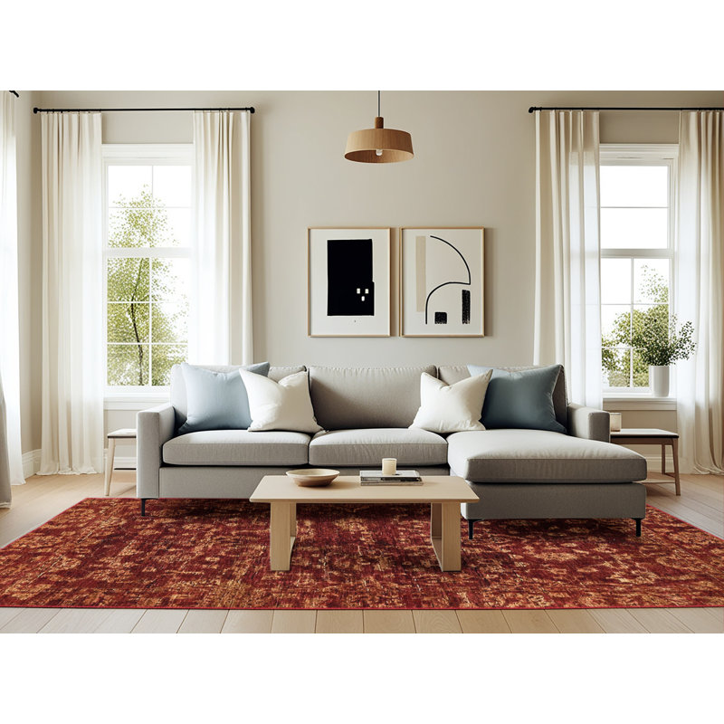 Tapis décoratif multicolore à motif abstrait, Rectangle 6 pi x 9 pi