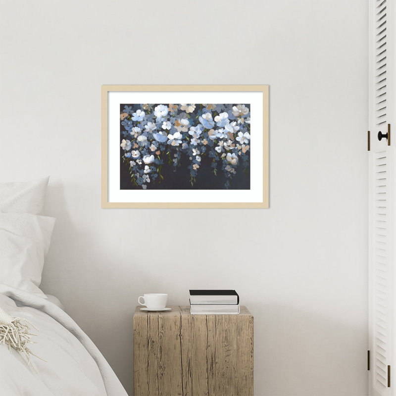 «Hanging Blossoms in Tranquil Night» par Hannah Dawson, reproduction d'art encadrée sur bois, 19 x 25, Svelte naturel