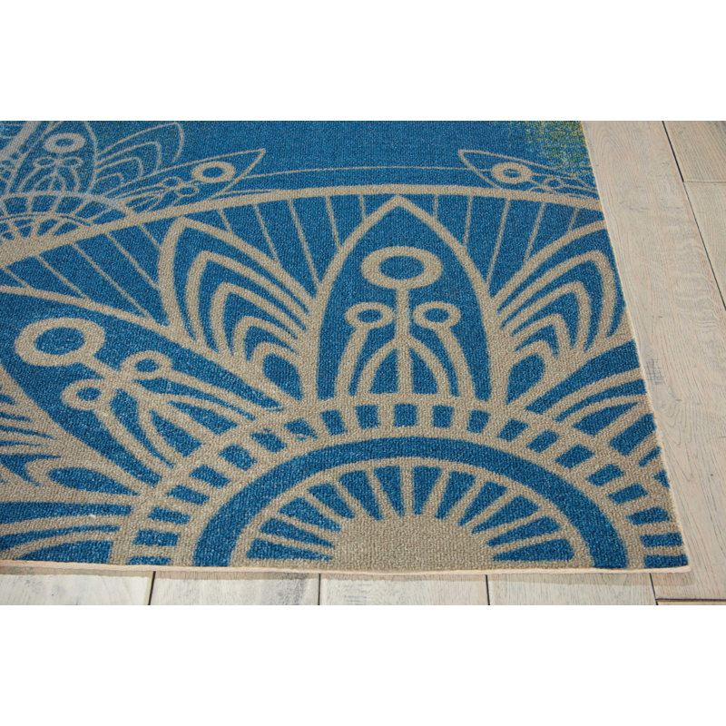Hallie-Jo Abstract Machine Made Power Loom Blue Indoor/Outdoor Area Rug, Rectangle 4'4" x 6'3"