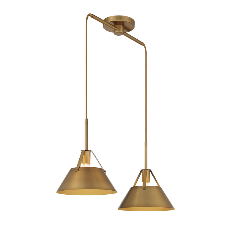 Lustre géométrique unique à 2 lumières Darleen, Laiton, Laiton
